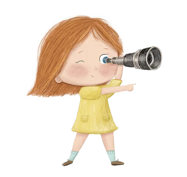 Illustration: Manifestor-Kind mit Fernrohr